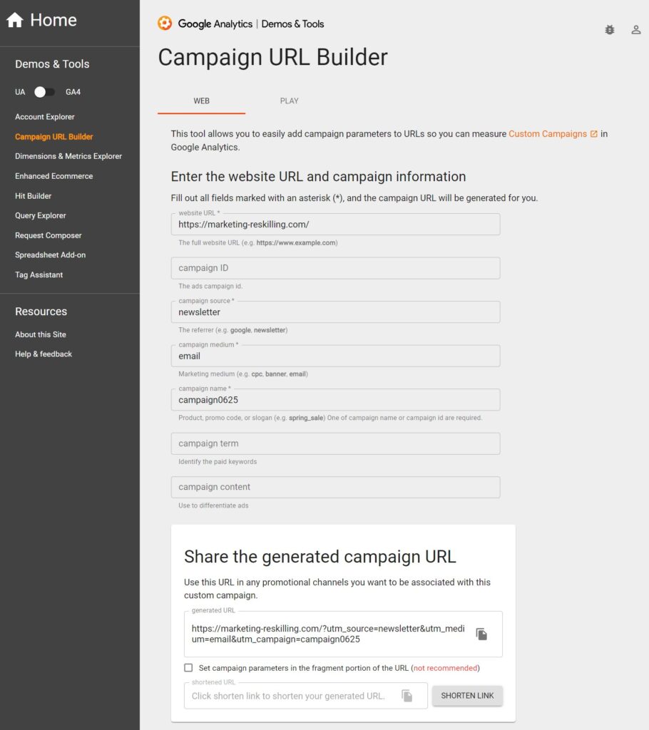 URLパラメータ_Campaign URL Builder